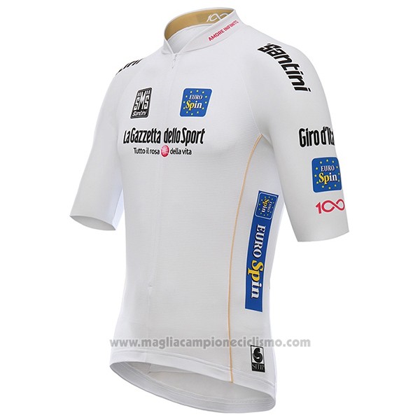 2017 Abbigliamento Ciclismo Giro d'Italia Bianco Manica Corta e Salopette